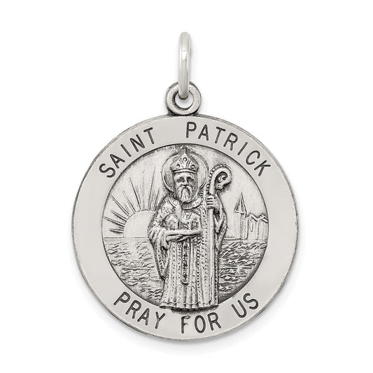 Sterling Silver Antiqued Saint Patrick Medal Pendant