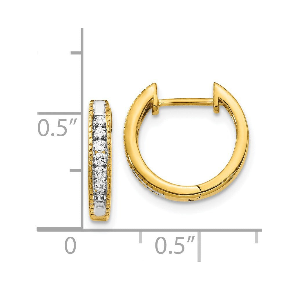 14k Yellow Gold Diamond Hinged Hoop Earrings