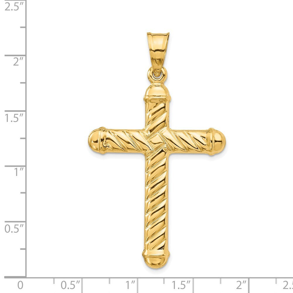 14k Yellow Gold Hollow Cross Pendant