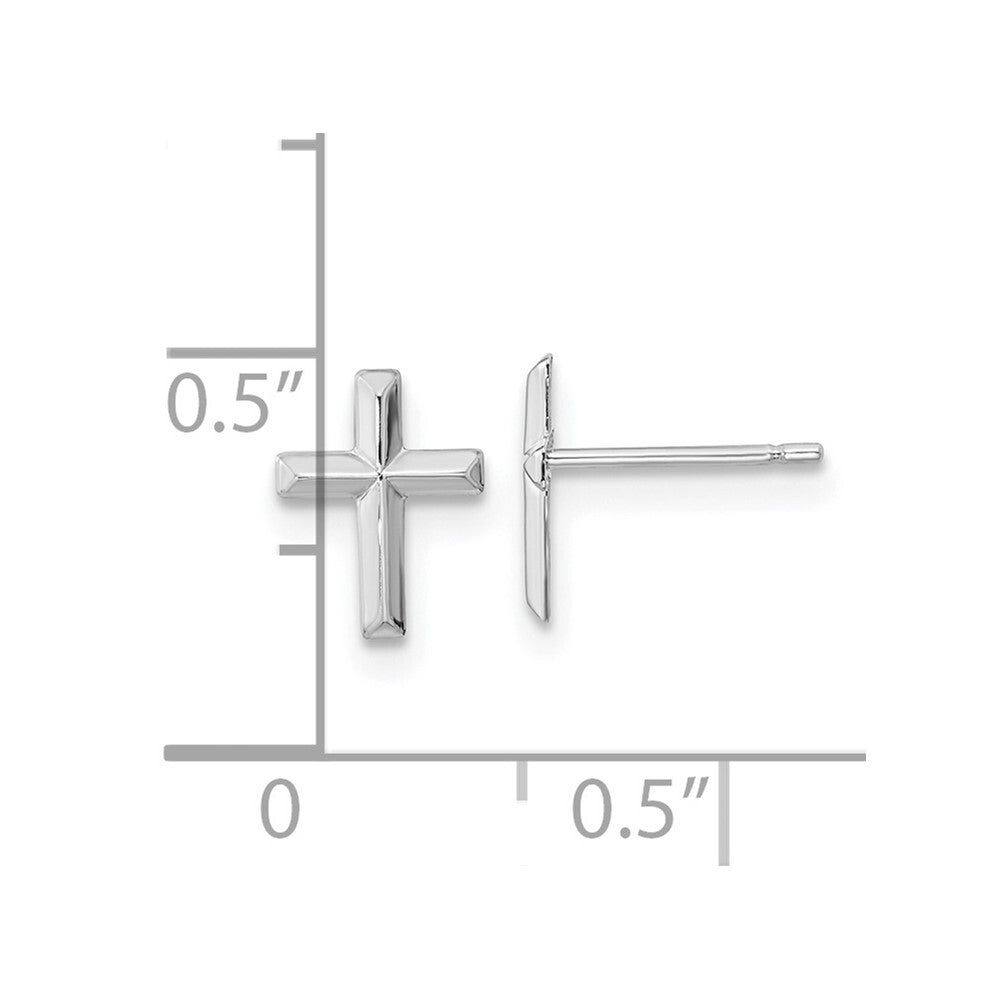 14k White Gold Polished Cross Stud Earrings Gift for Women