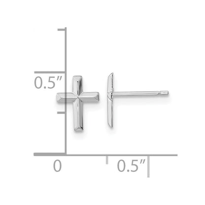 14k White Gold Polished Cross Stud Earrings Gift for Women