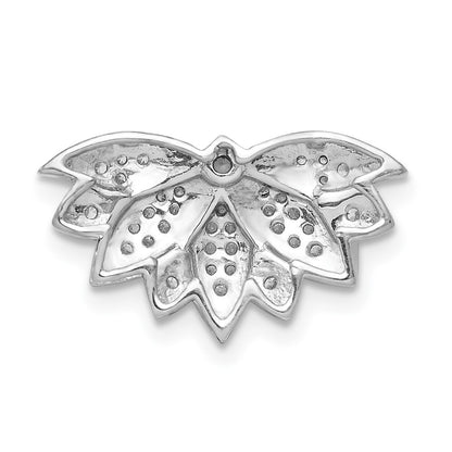 14k White Gold 1/5ct. Diamond Lotus Flower Chain Slide Pendant for Women