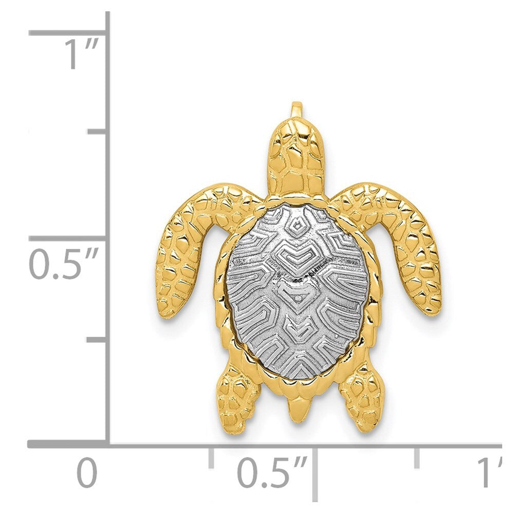 14k Two-tone Gold Turtle Pendant Slide for Women