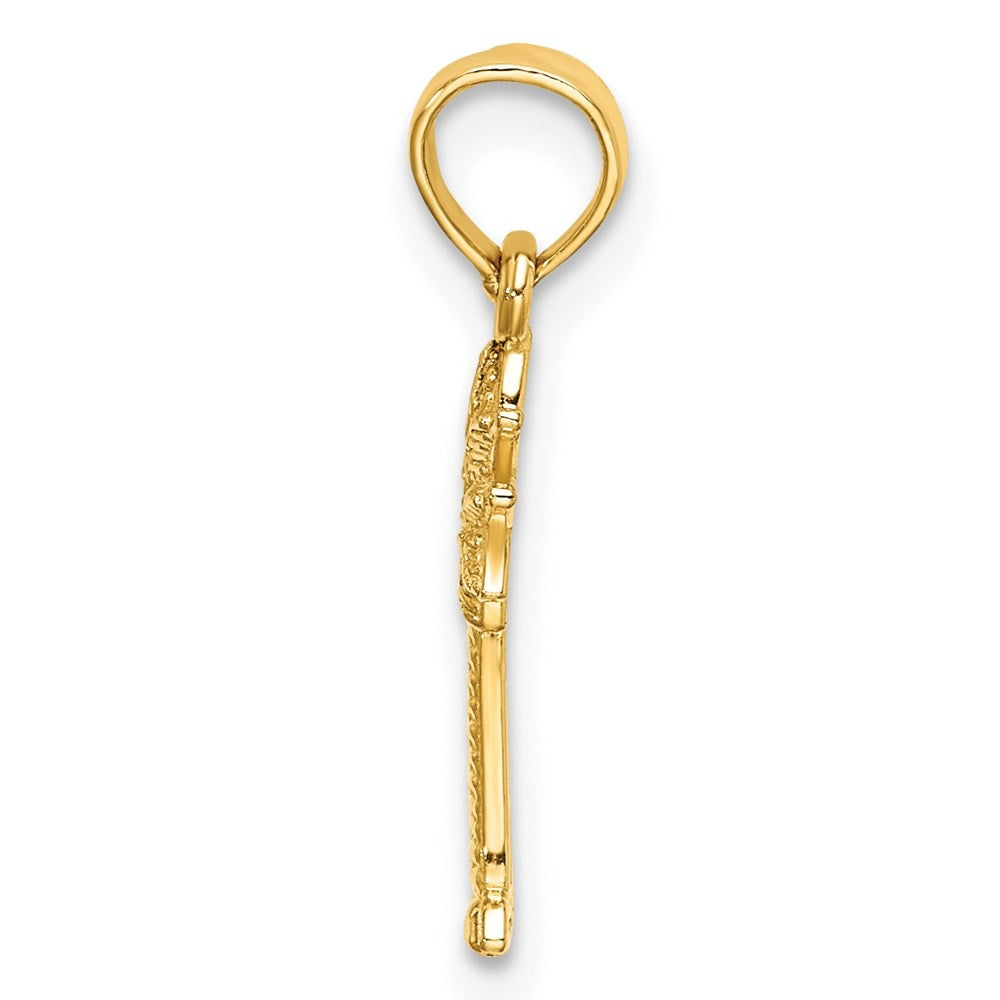 14k Yellow Gold 2-D Textured Mini Palmetto Palm Tree Charm