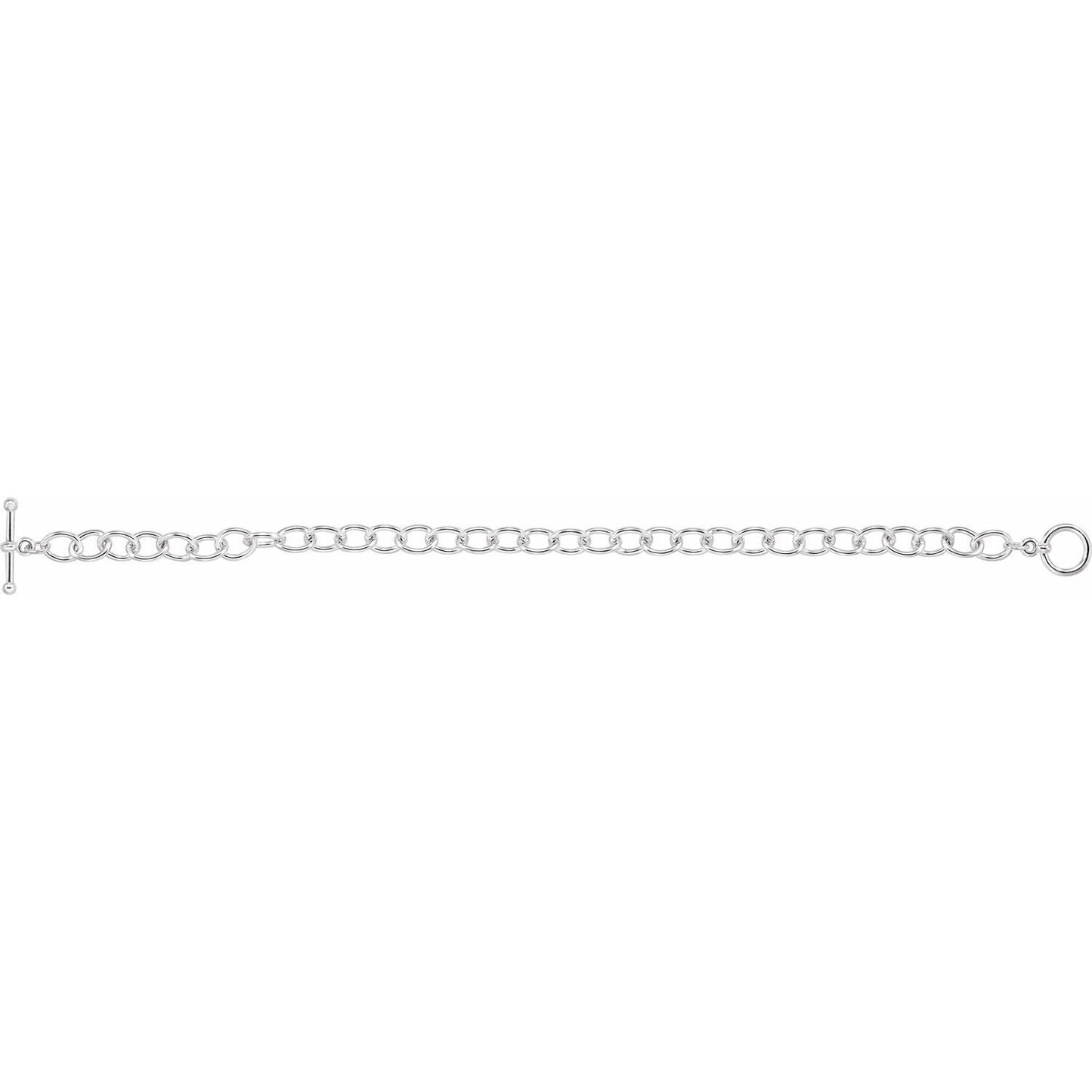 Sterling Silver 5.9 mm Charm Cable 7 1/4" Bracelet Gift for Women