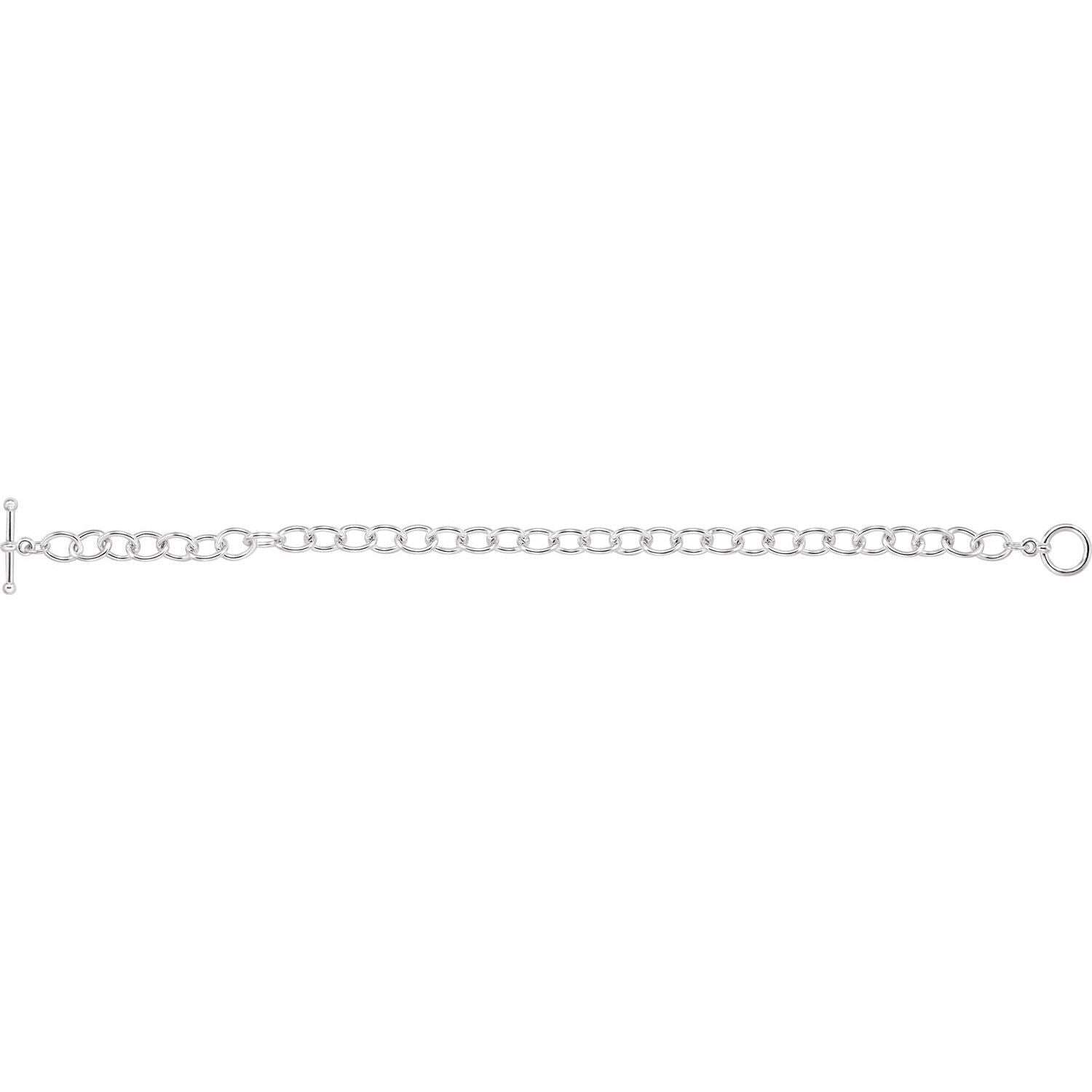 Sterling Silver 5.9 mm Charm Cable 7 1/4" Bracelet Gift for Women