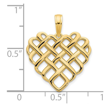 14k Yellow Gold Fancy Heart Pendant for Women