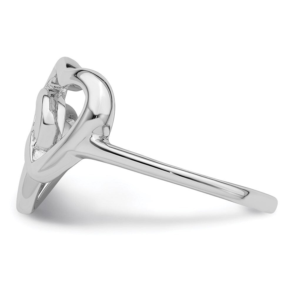 Sterling Silver Rhodium-plated Diamond accent Intertwined Heart Ring Size 6