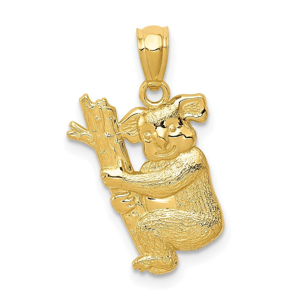 14k Yellow Gold  Textured Koala Pendant