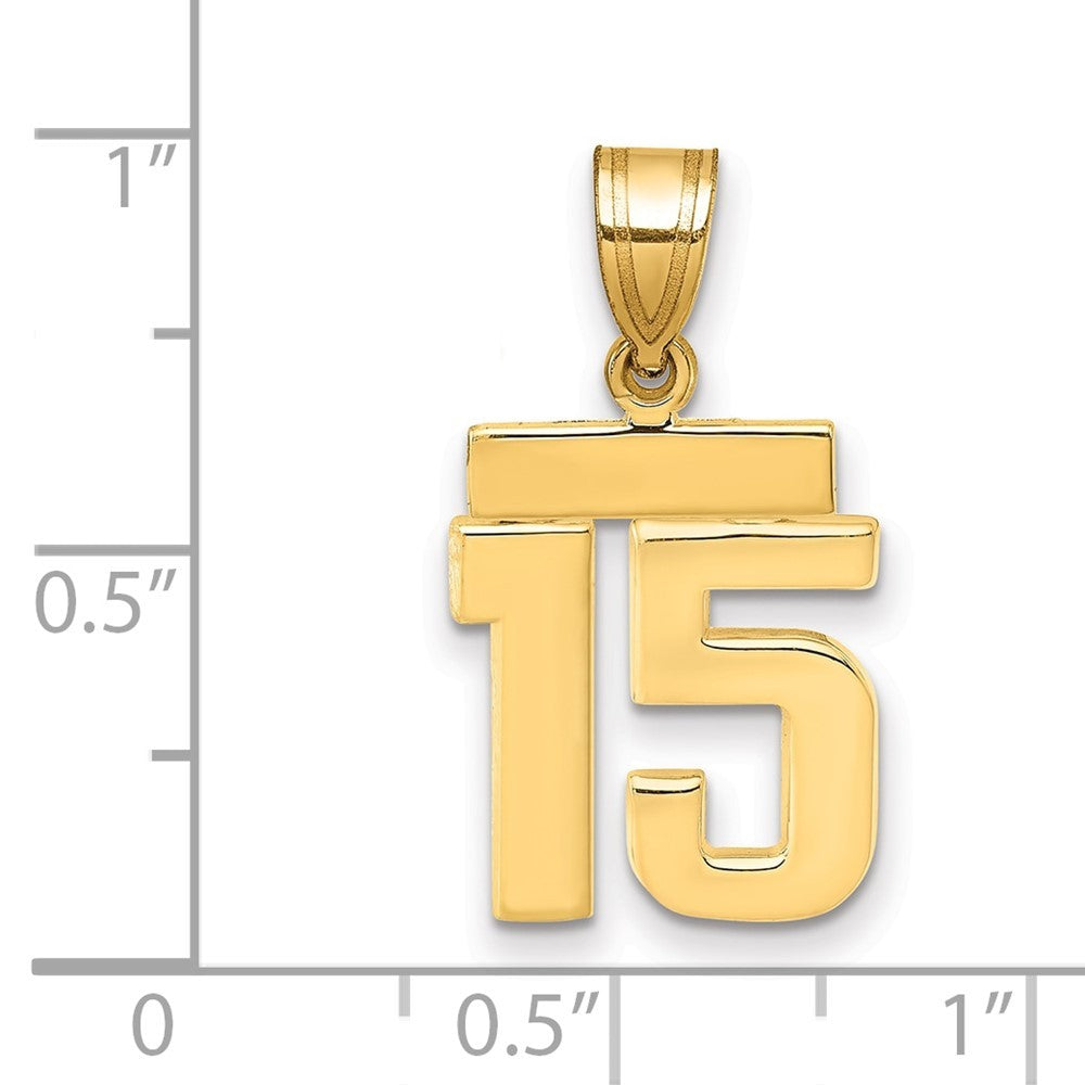 14k Yellow Gold Small Polished Number 15 Charm Pendant