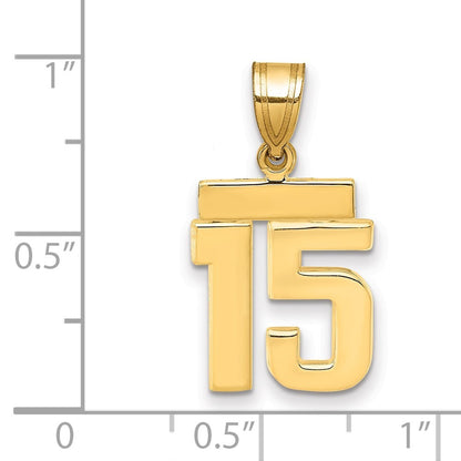 14k Yellow Gold Small Polished Number 15 Charm Pendant