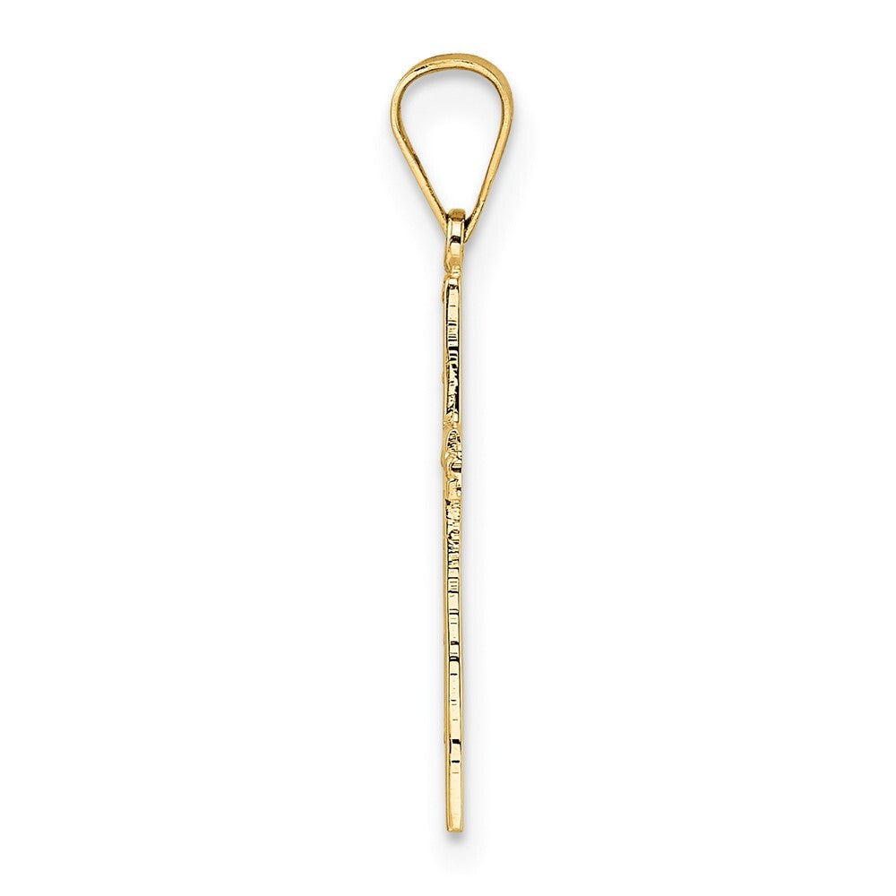 14k Yellow Gold Polished Solid Cross Pendant for Women