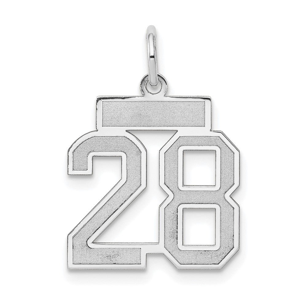 14K White Small Satin Number 28 Charm