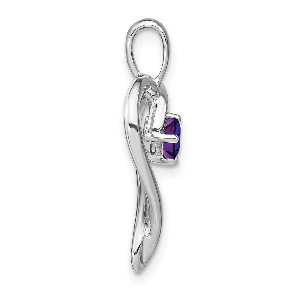 14k White Gold Amethyst Heart Pendant for Women