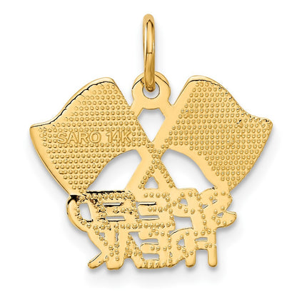 14k Yellow Gold Racing Flags SPEED FREAK Charm Pendant for Women