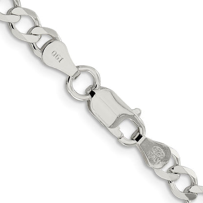 Sterling Silver 5.3mm Semi-solid Flat Curb Chain Necklace
