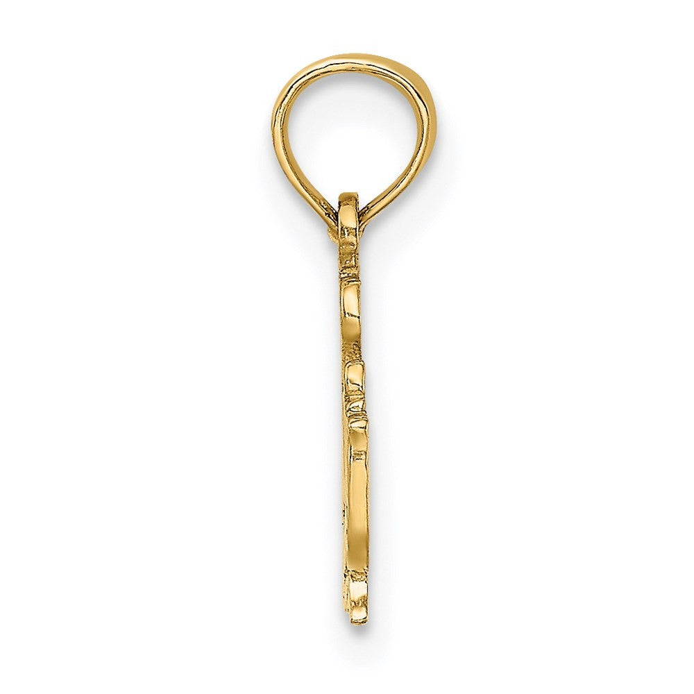 14k Yellow Gold Polished  I HEART SWIMMING Charm