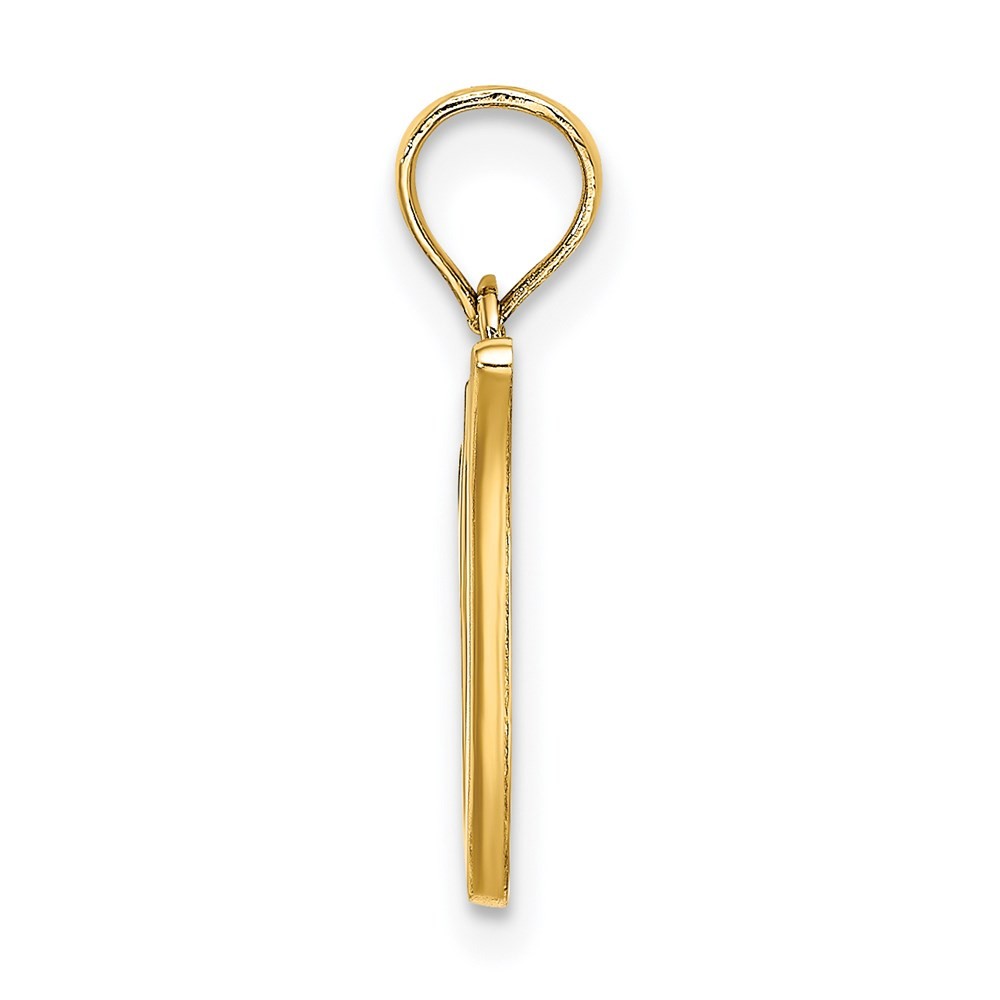 14k Yellow Gold Script Letter V Initial Pendant