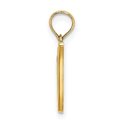 14k Yellow Gold Script Letter V Initial Pendant