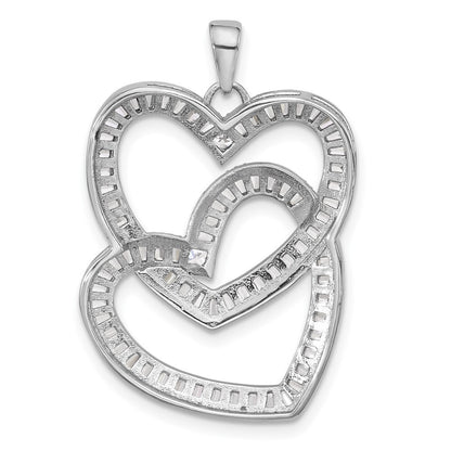 Sterling Silver Rhodium-plated Intertwined Cubic Zirconia Hearts Pendant