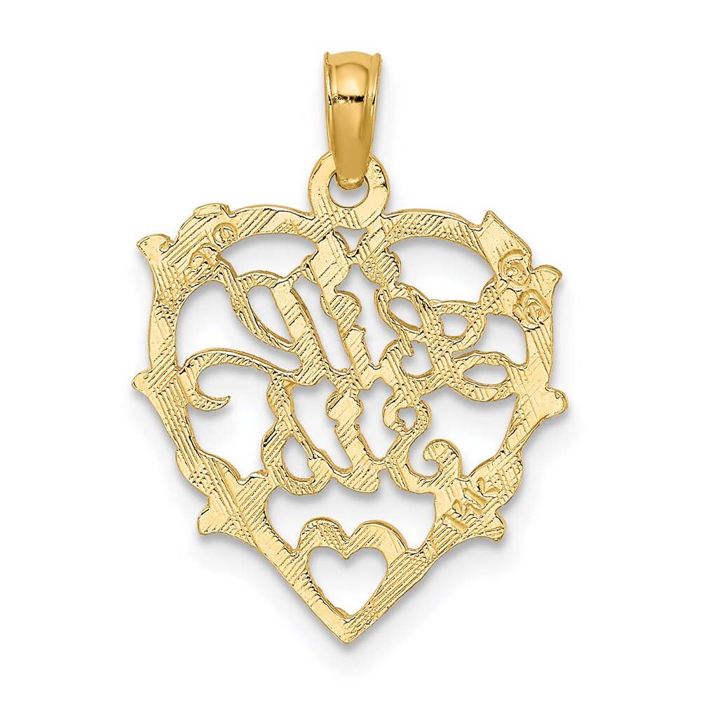 14k Yellow Gold LIL SIS in Heart Charm Pendant for Women