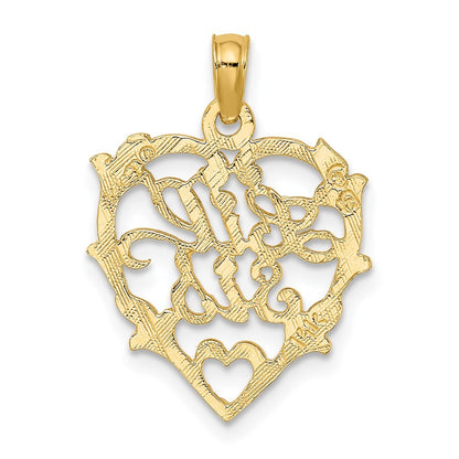 14k Yellow Gold LIL SIS in Heart Charm Pendant for Women
