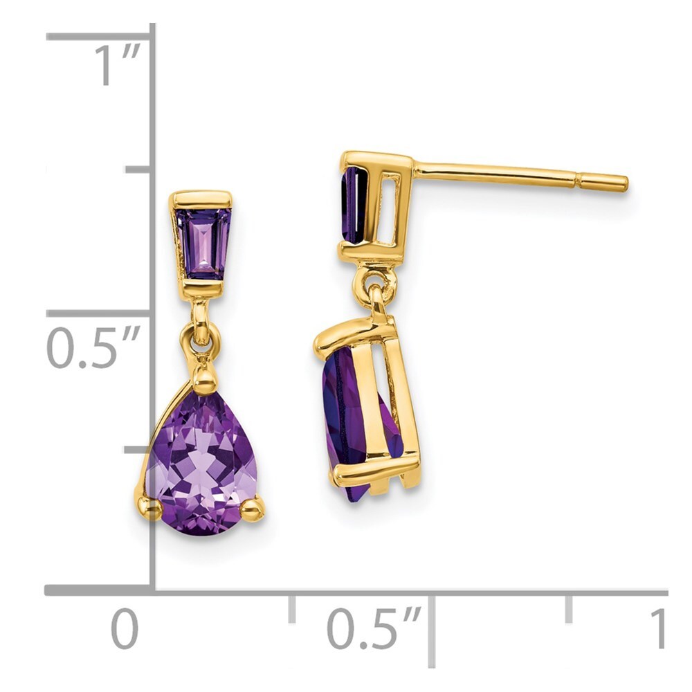 14k Yellow Gold Gold Amethyst Dangle Earrings Gift for Women