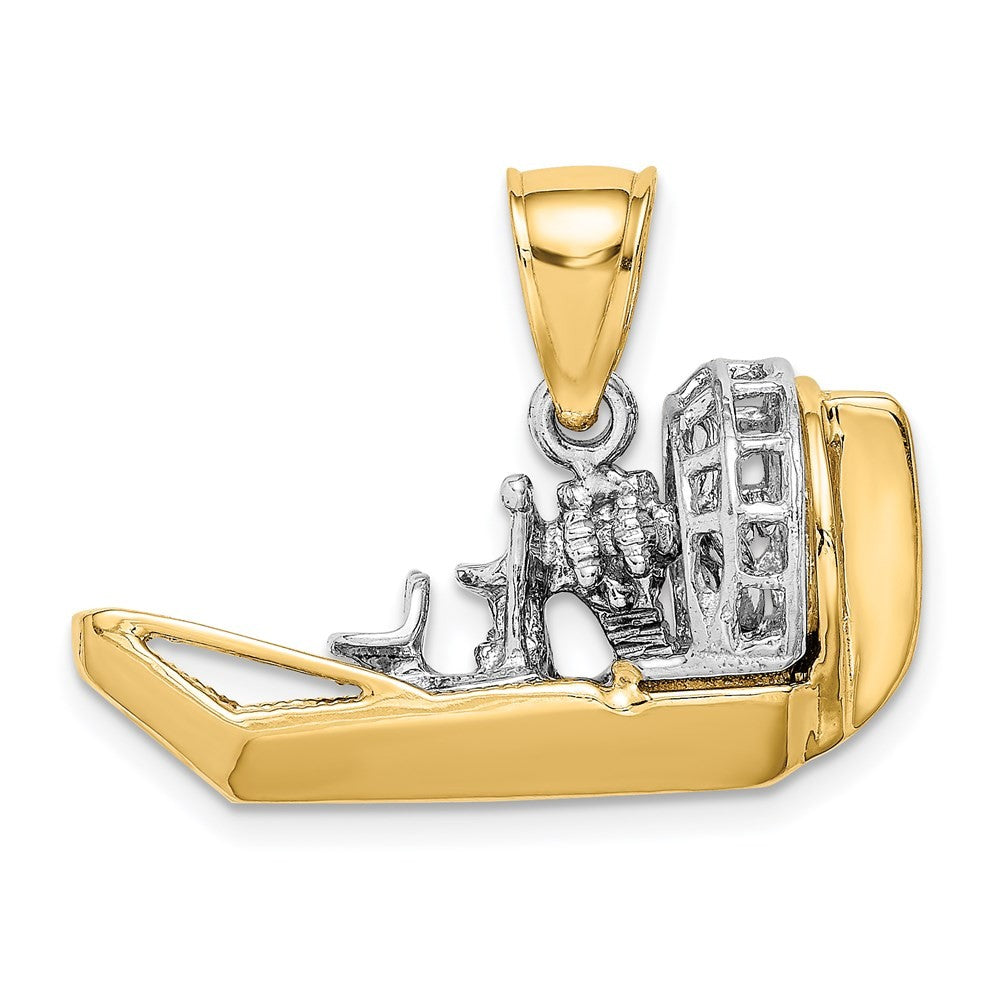 14k Two-Tone Gold 3-D Airboat Charm
