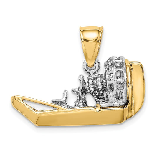 14k Two-Tone Gold 3-D Airboat Charm