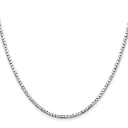 Sterling Silver Rhodium-plated 2mm 8 Sided Diamond-cut Box Chain