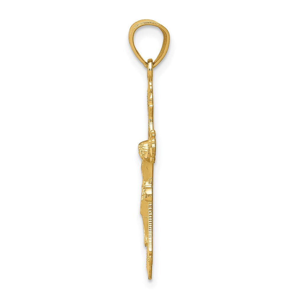 14k Yellow Gold Diamond-cut Crucifix Pendant