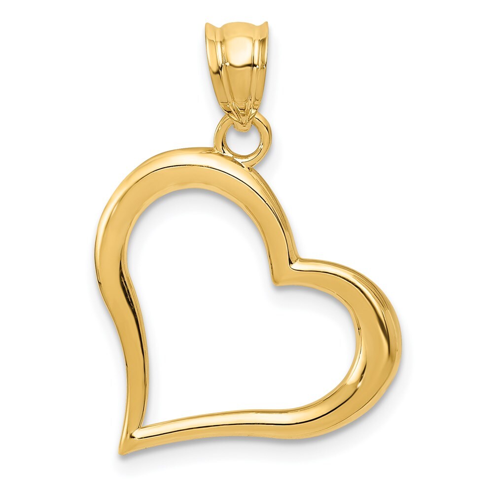 14k Yellow Gold Polished Dangling Heart Pendant for Women