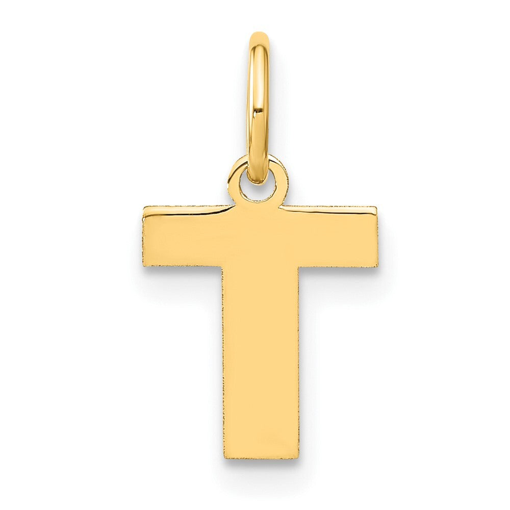 14k Yellow Gold Letter T Initial Pendant for Women