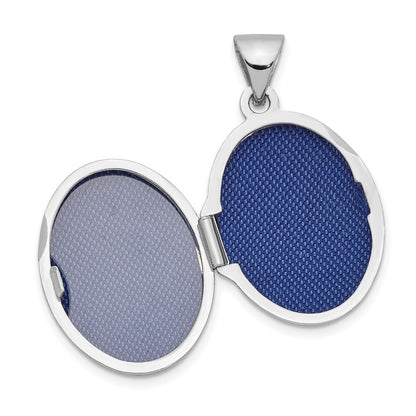 14k White Gold 17mm Oval Embossed Border Locket Pendant for Women