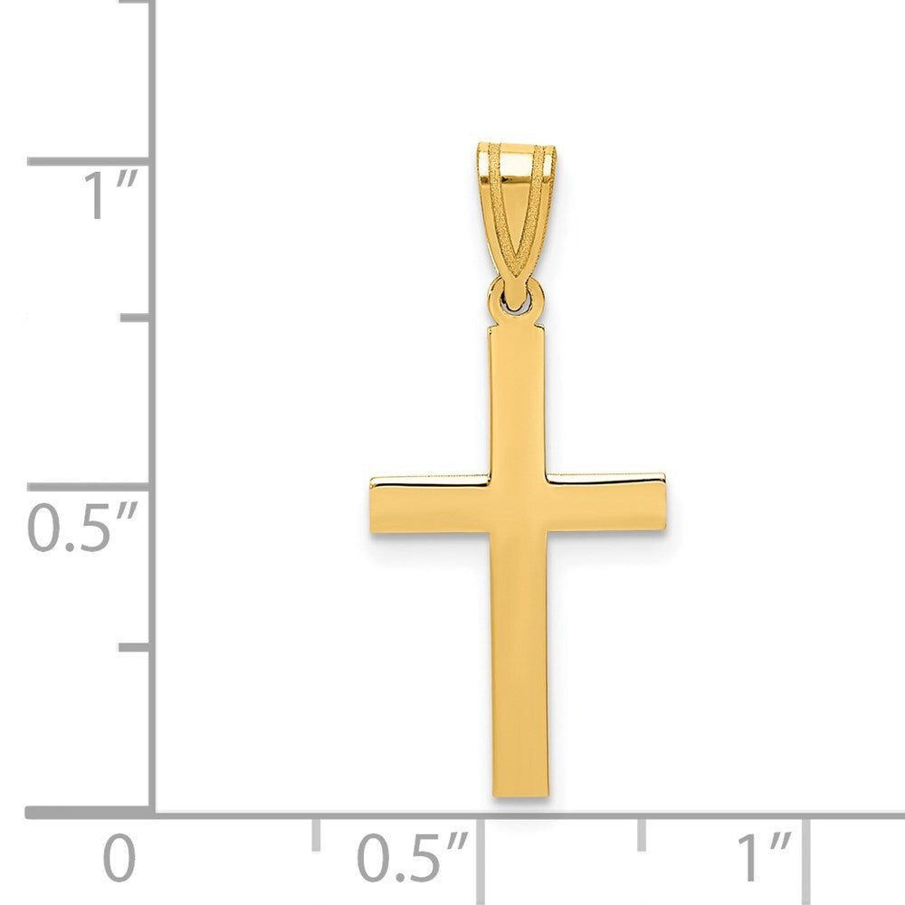 14k Yellow Gold Sandblasted Cross Pendant for Women