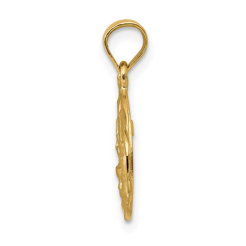 14k Yellow Gold Satin / Diamond-Cut Baptism Pendant
