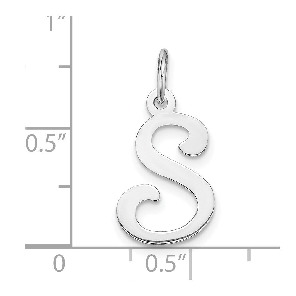 14k White Gold Script Letter S Initial Charm Pendant for Women
