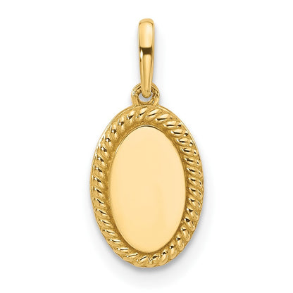 14k Yellow Gold Polished Oval with Rope Border Charm