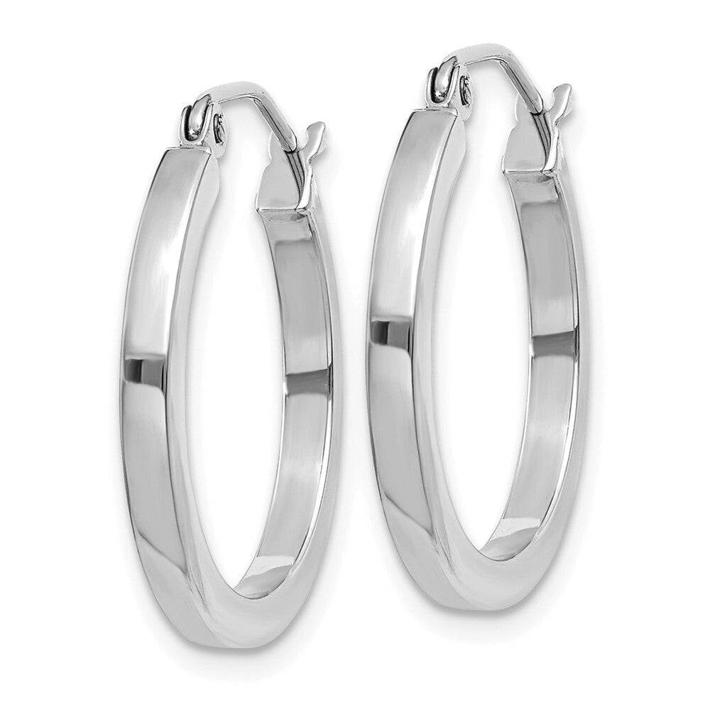 14k White Gold 2mm Square Tube Hoops Gift for Women