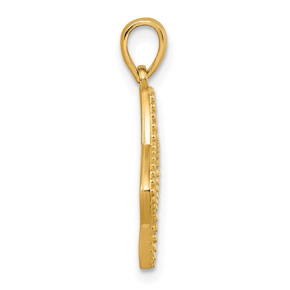 14k Yellow Gold Polished Moon and Star Pendant for Women