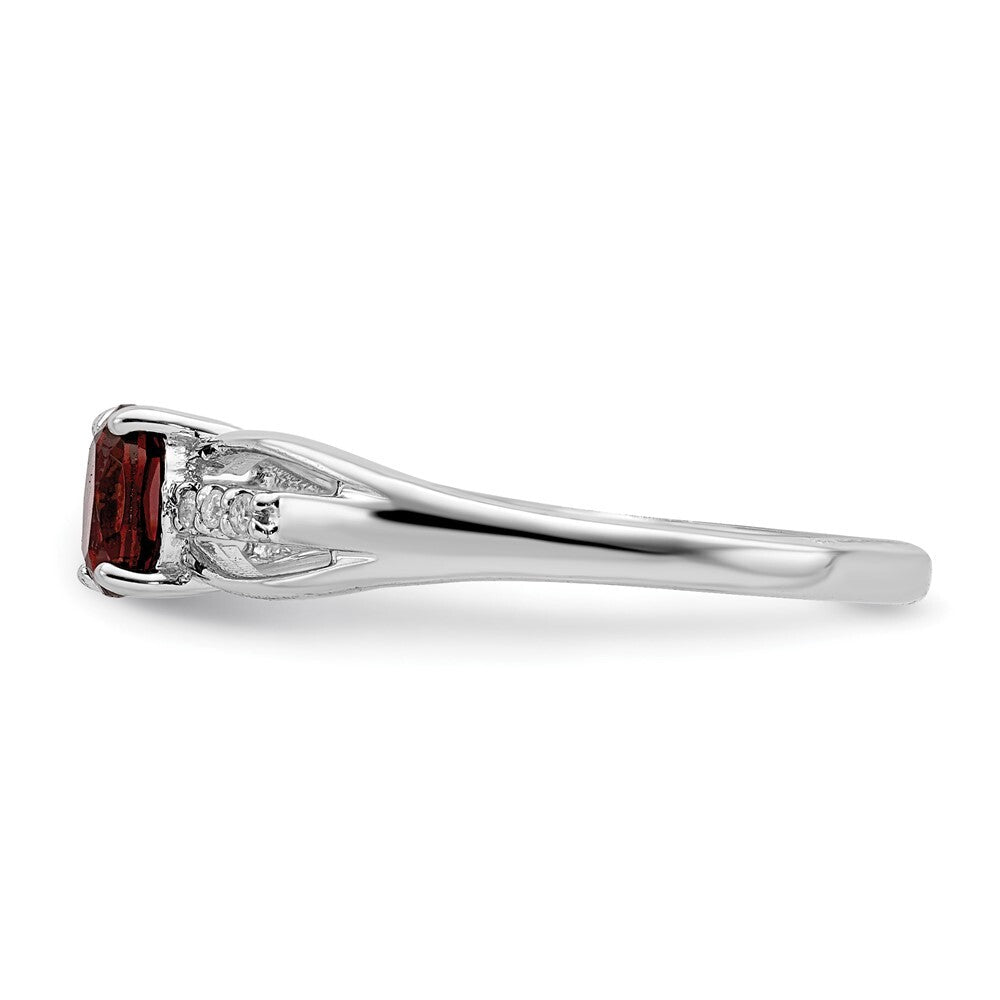 Sterling Silver Rhod-plated Diamond Garnet Ring Size 6