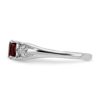 Sterling Silver Rhod-plated Diamond Garnet Ring Size 6