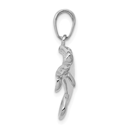 14k White Gold Solid Polished Manatee Pendant for Women