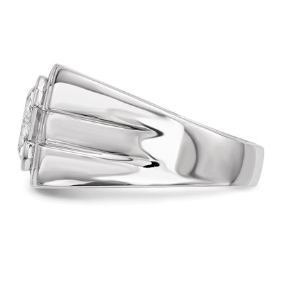 Sterling Silver Rhodium-plated Mens Cubic Zirconia Ring Size 11