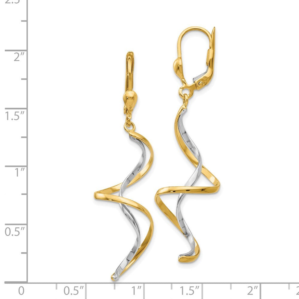 14k Two-tone Gold Spiral Dangle Earrings
