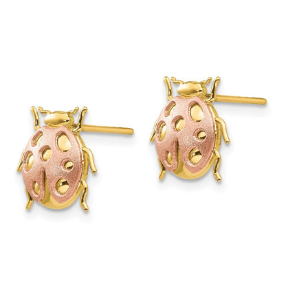 14k Two-Tone Gold Ladybug Stud Earrings