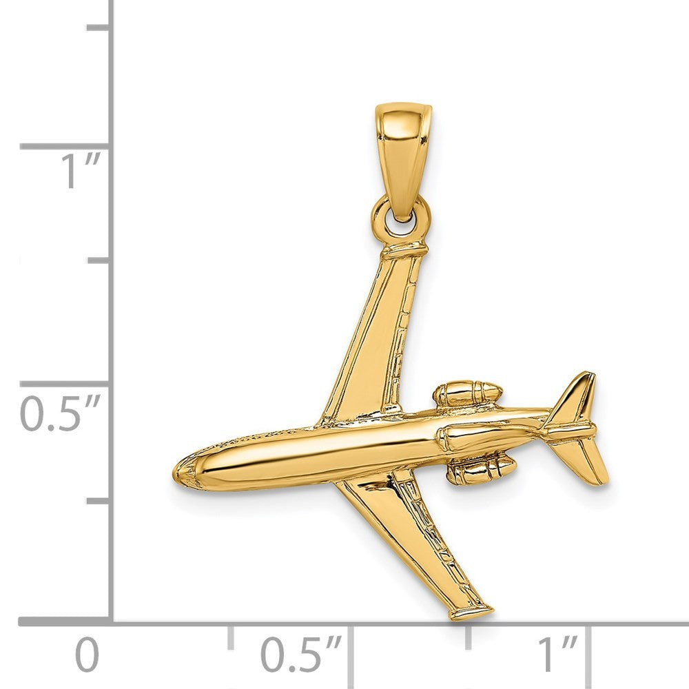 14k Yellow Gold 3-D Jet Charm Pendant