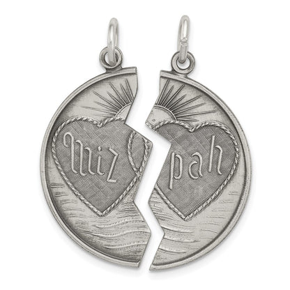 Sterling Silver Antiqued Mizpah Charm Holiday Gift for Women