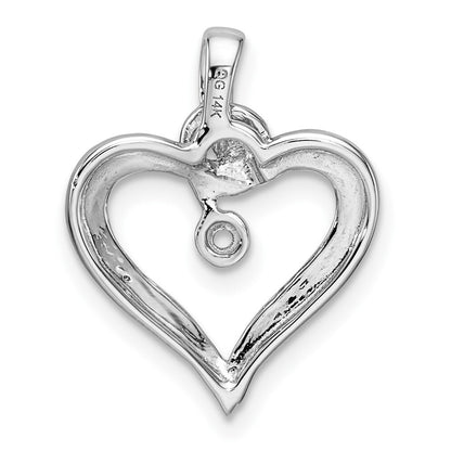 14k White Gold Heart Pendant Mounting for Women