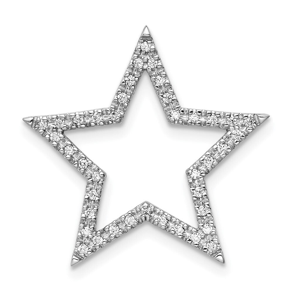 14k White Gold Large Diamond Star Chain Slide Pendant for Women